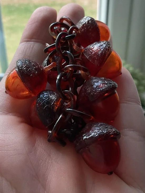 Vintage Antique Celluloid Acorn Charms Link Faux Tortoise Shell Bracelet - Picture 7 of 9